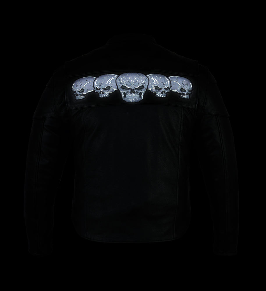 DS700 Men's Scooter Jacket w/Reflective Skulls  Thunderbird Speed Shop