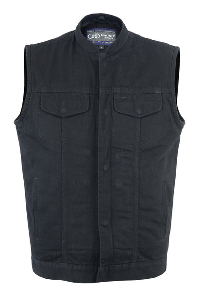 DM982 Men's Black Denim Single Back Panel Concealment Vest w/Rem  Thunderbird Speed Shop