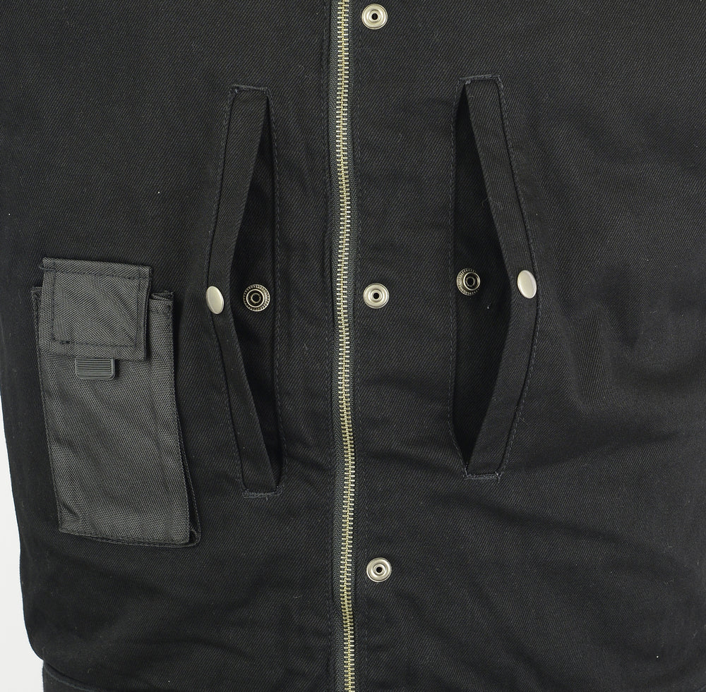 DM982 Men's Black Denim Single Back Panel Concealment Vest w/Rem  Thunderbird Speed Shop