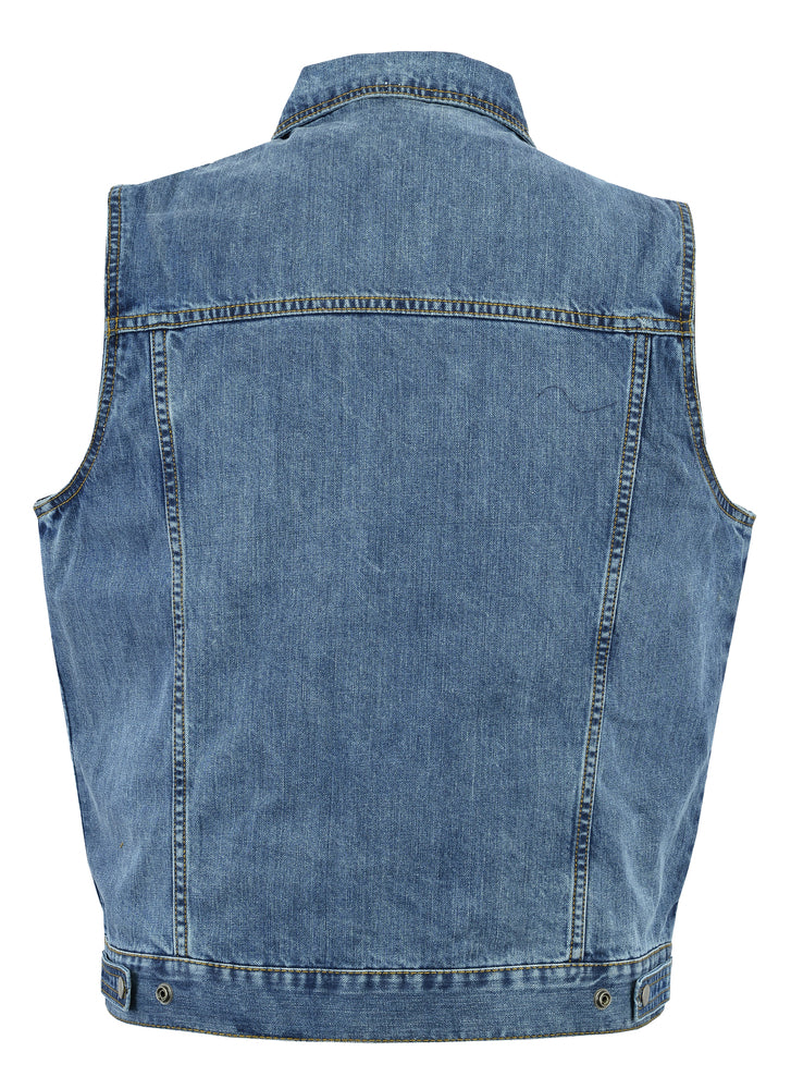 DM970BU Snap Front Denim Vest- Blue  Thunderbird Speed Shop