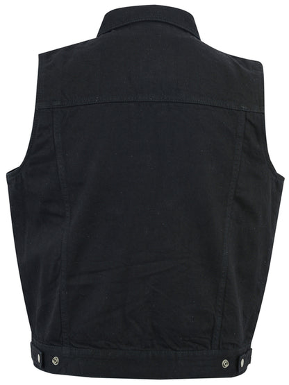 DM970BK Snap Front Denim Vest- Black  Thunderbird Speed Shop