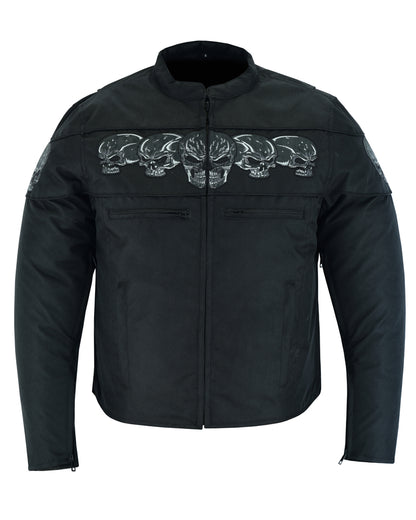 DS600 Men's Textile Scooter Style Jacket w/ Reflective Skulls  Thunderbird Speed Shop