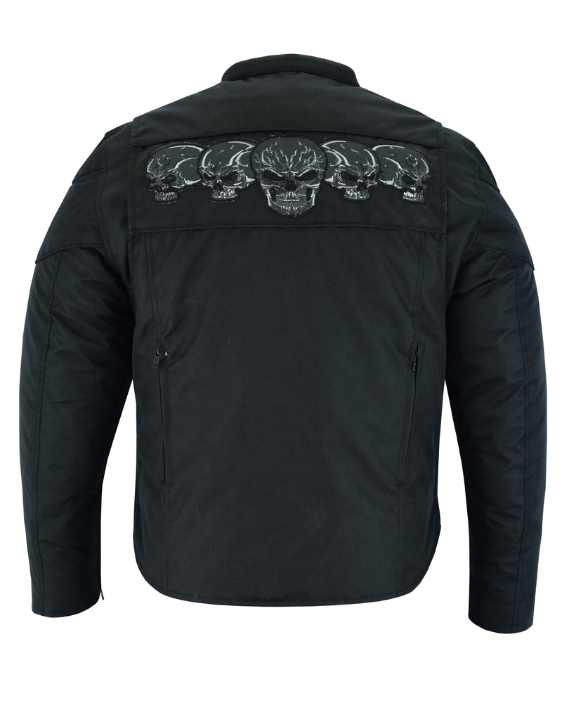 DS600 Men's Textile Scooter Style Jacket w/ Reflective Skulls  Thunderbird Speed Shop