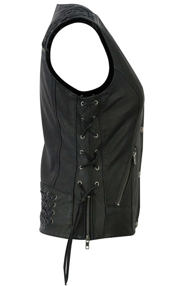 DS285 Women's Vest with Grommet and Lacing Accents  Thunderbird Speed Shop