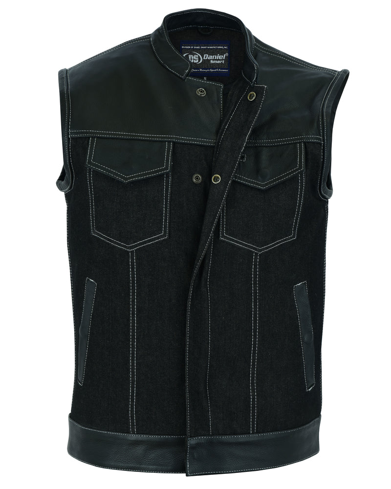 DM900 Men's Leather/Denim Combo Vest  Thunderbird Speed Shop