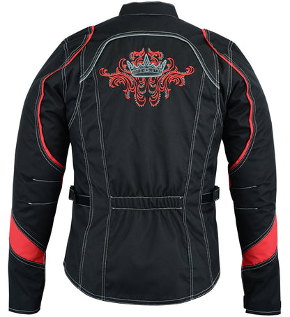 DS826RD Women's Embroidered Crown Riding Jacket - Red  Thunderbird Speed Shop