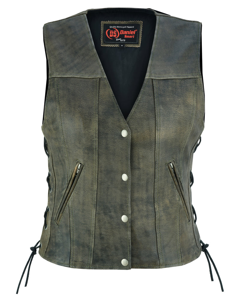 DS207 Women's Antique Brown Single Back Panel Concealed Carry Vest  Thunderbird Speed Shop