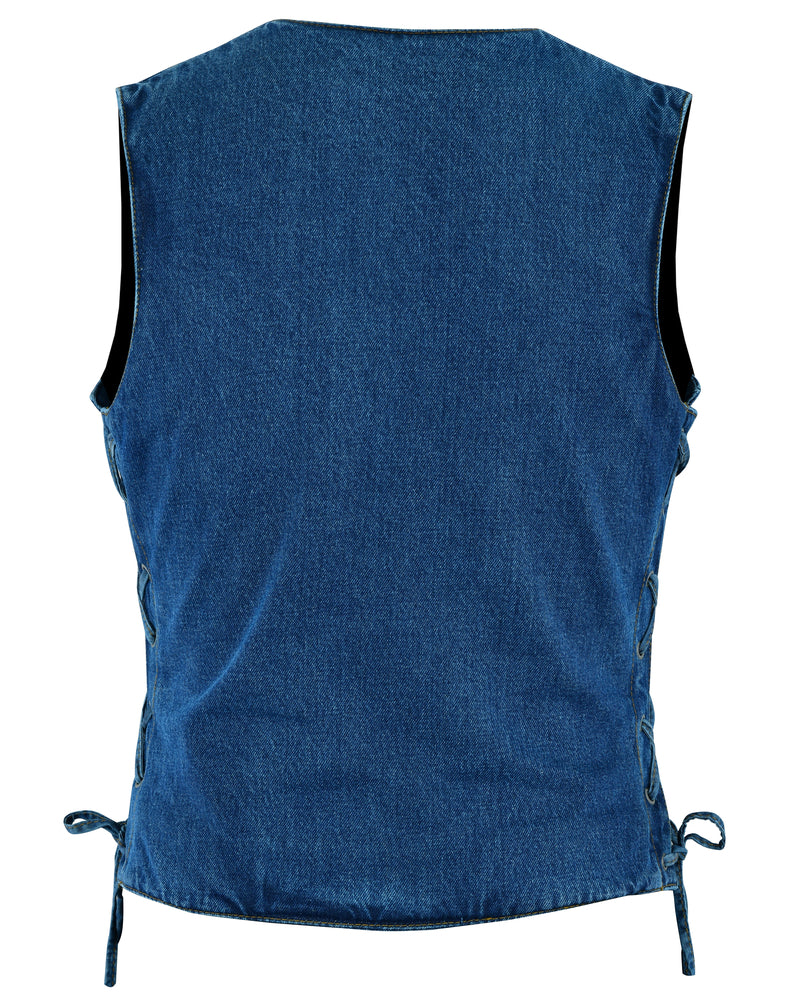 DM997 Women's Single Back Panel Concealed Carry Denim Vest - Blue  Thunderbird Speed Shop