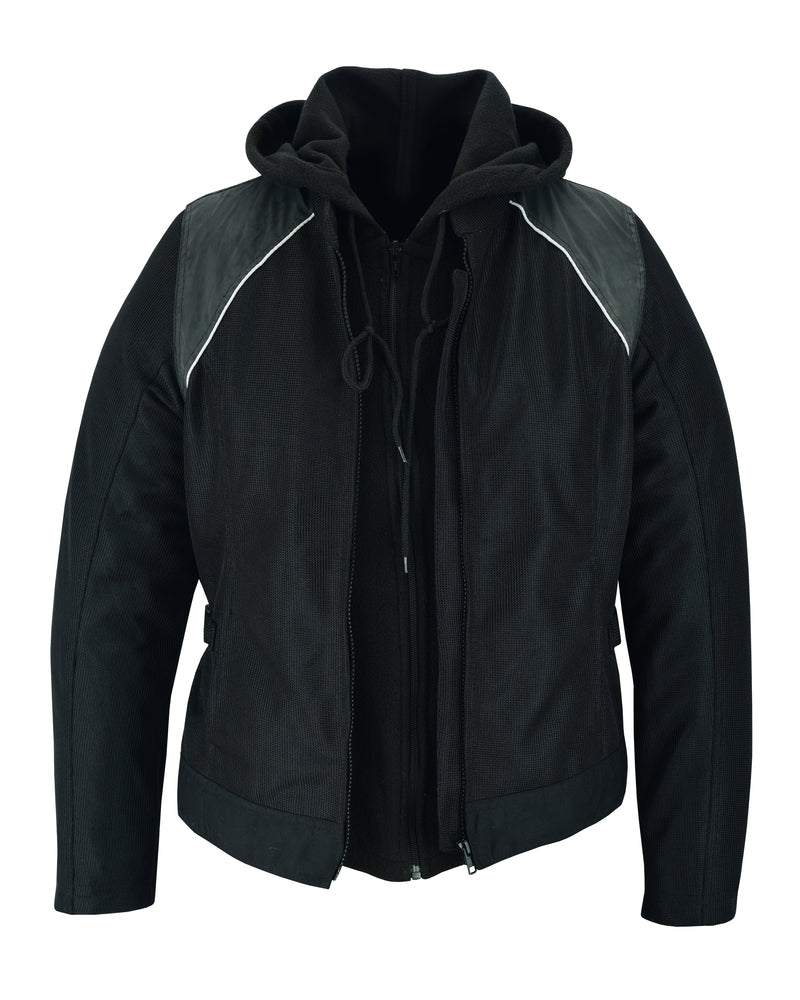 DS867 Women's Mesh 3-in-1 Riding Jacket (Black/Black Tone Reflective)  Thunderbird Speed Shop