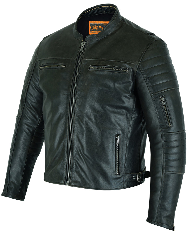 DS754 Men's Modern Crossover Scooter Jacket - Gun Metal Brown  Thunderbird Speed Shop