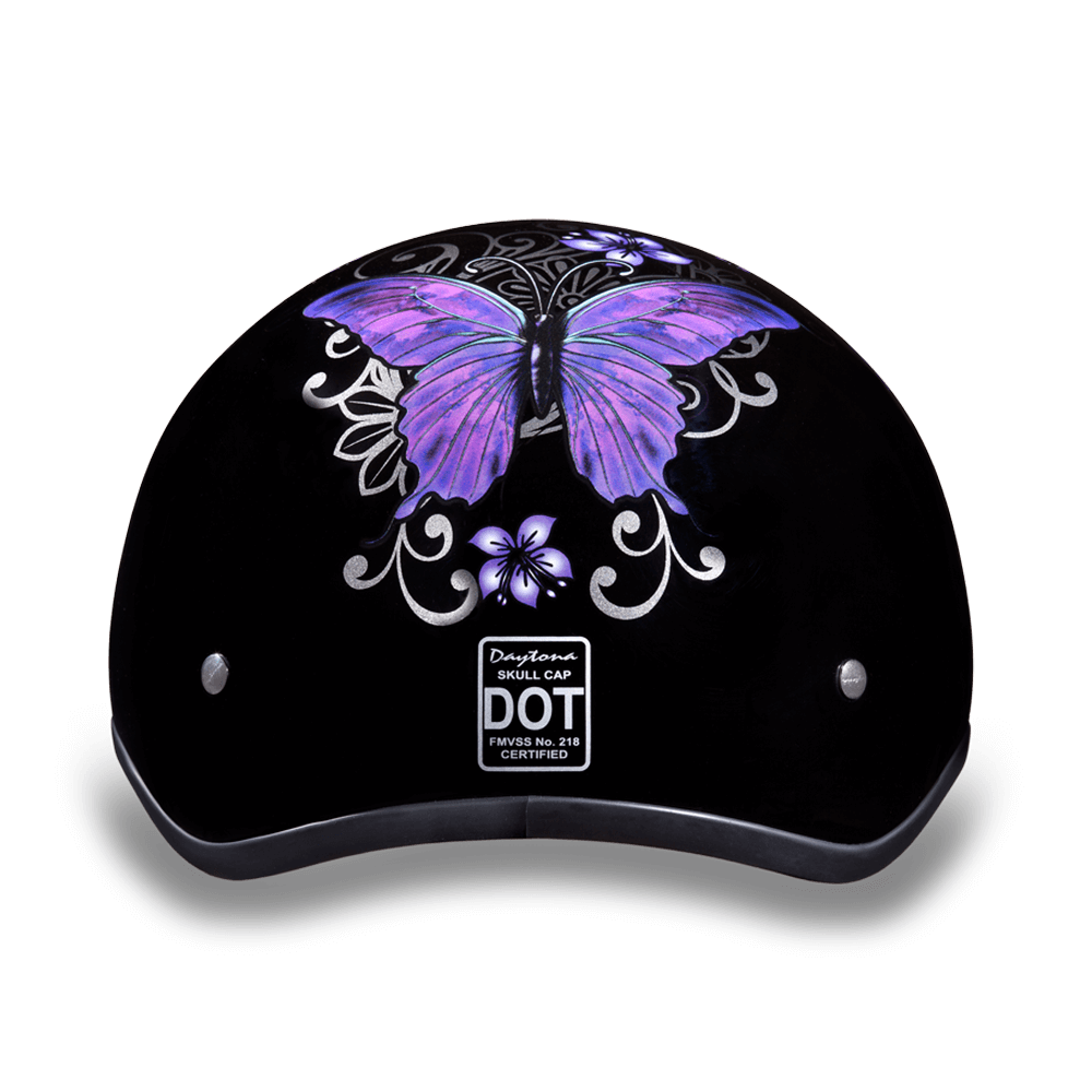 D6-B D.O.T. DAYTONA SKULL CAP - W/ BUTTERFLY  Thunderbird Speed Shop