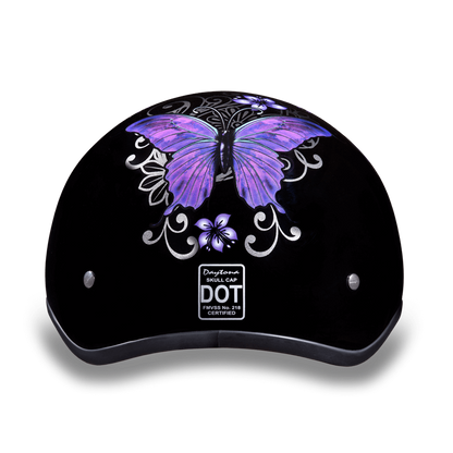 D6-B D.O.T. DAYTONA SKULL CAP - W/ BUTTERFLY  Thunderbird Speed Shop