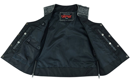 DS285V Women's Gray Vest with Grommet and Lacing Accents  Thunderbird Speed Shop