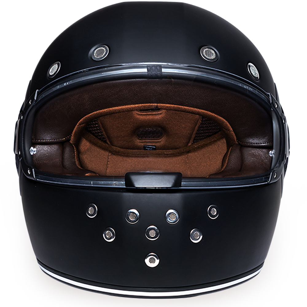 R1-B D.O.T. FULL FACE: DAYTONA RETRO: DULL BLACK  Thunderbird Speed Shop