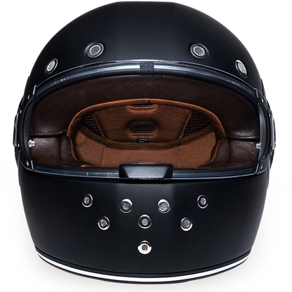 R1-B D.O.T. FULL FACE: DAYTONA RETRO: DULL BLACK  Thunderbird Speed Shop