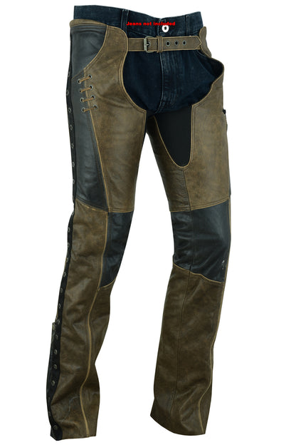 DS498 Women's Stylish Lightweight Hip Set Chaps- Two Tone  Thunderbird Speed Shop