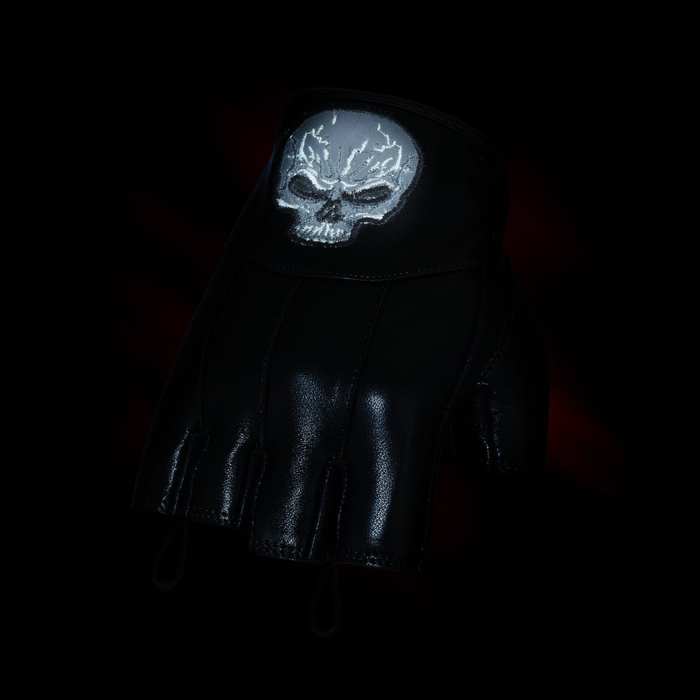 DS98 Reflective Skull Fingerless Glove  Thunderbird Speed Shop