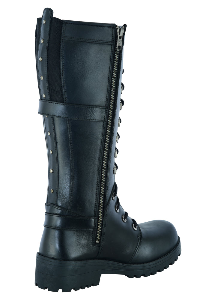 DS9765 Women's 15 Inch Black Leather Stylish Harness Boot  Thunderbird Speed Shop