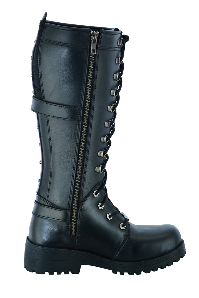 DS9765 Women's 15 Inch Black Leather Stylish Harness Boot  Thunderbird Speed Shop