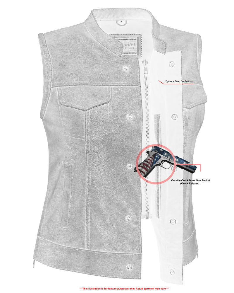 DS229  Women's Premium Single Back Panel Concealment Vest - GRAY  Thunderbird Speed Shop