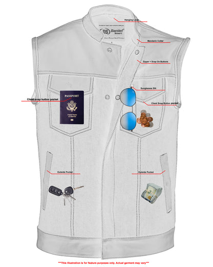 DM900 Men's Leather/Denim Combo Vest  Thunderbird Speed Shop