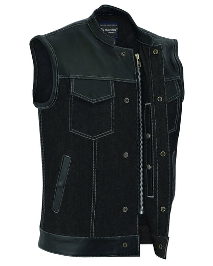 DM900 Men's Leather/Denim Combo Vest  Thunderbird Speed Shop