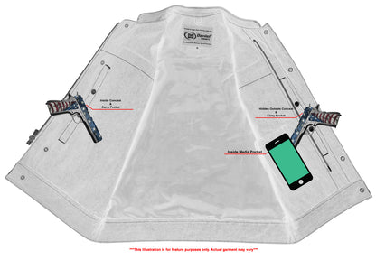 DM900 Men's Leather/Denim Combo Vest  Thunderbird Speed Shop