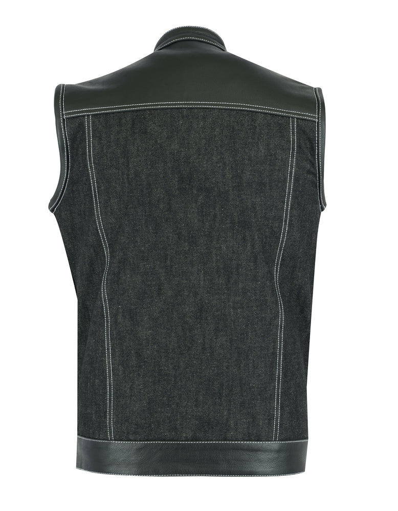 DM900 Men's Leather/Denim Combo Vest  Thunderbird Speed Shop