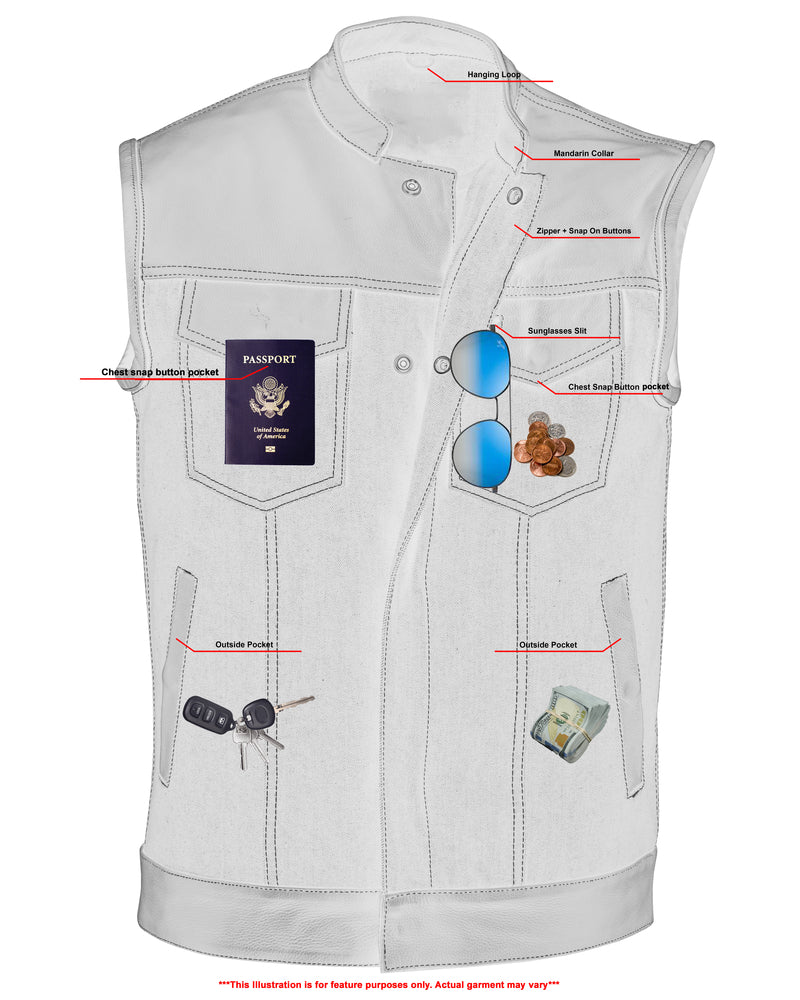 RC900 Men's Leather/Denim Combo Vest  Thunderbird Speed Shop