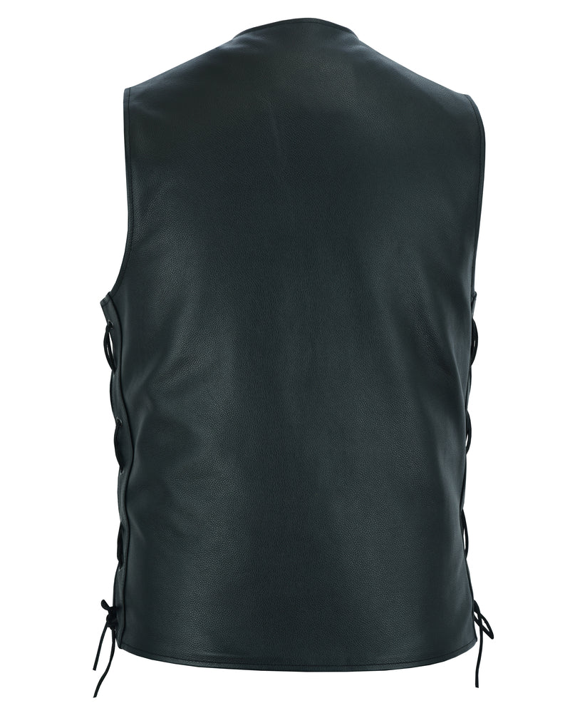 DS161TALL Men's Tall Classic Tapered Bottom Biker Leather Vest  Thunderbird Speed Shop