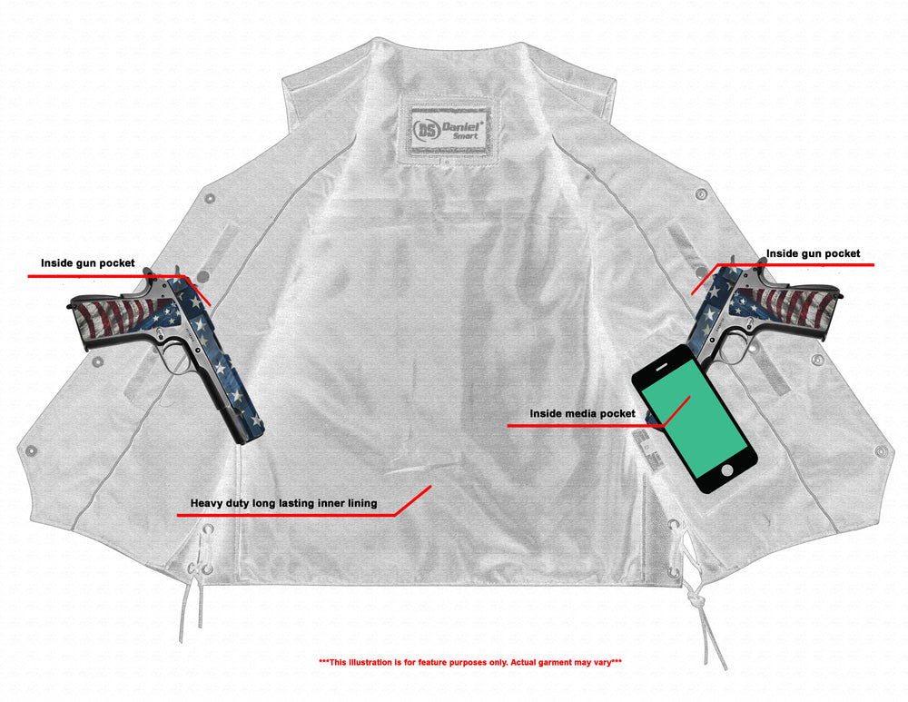 DS111 Traditional Single Back Panel Concealed Carry Vest  Thunderbird Speed Shop