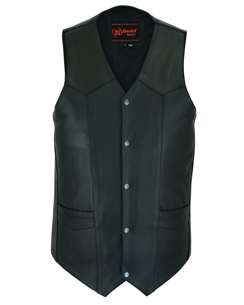 DS162TALL Men's Tall Classic Biker Leather Vest  Thunderbird Speed Shop