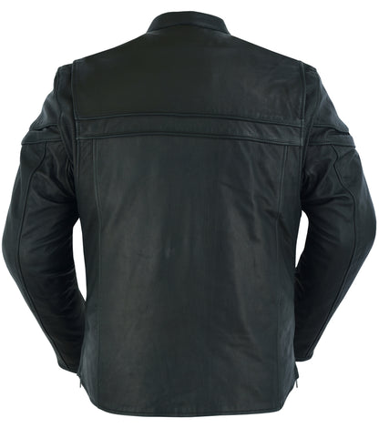 DS768 Men's Sporty Lightweight Leather Cross Over Jacket  Thunderbird Speed Shop