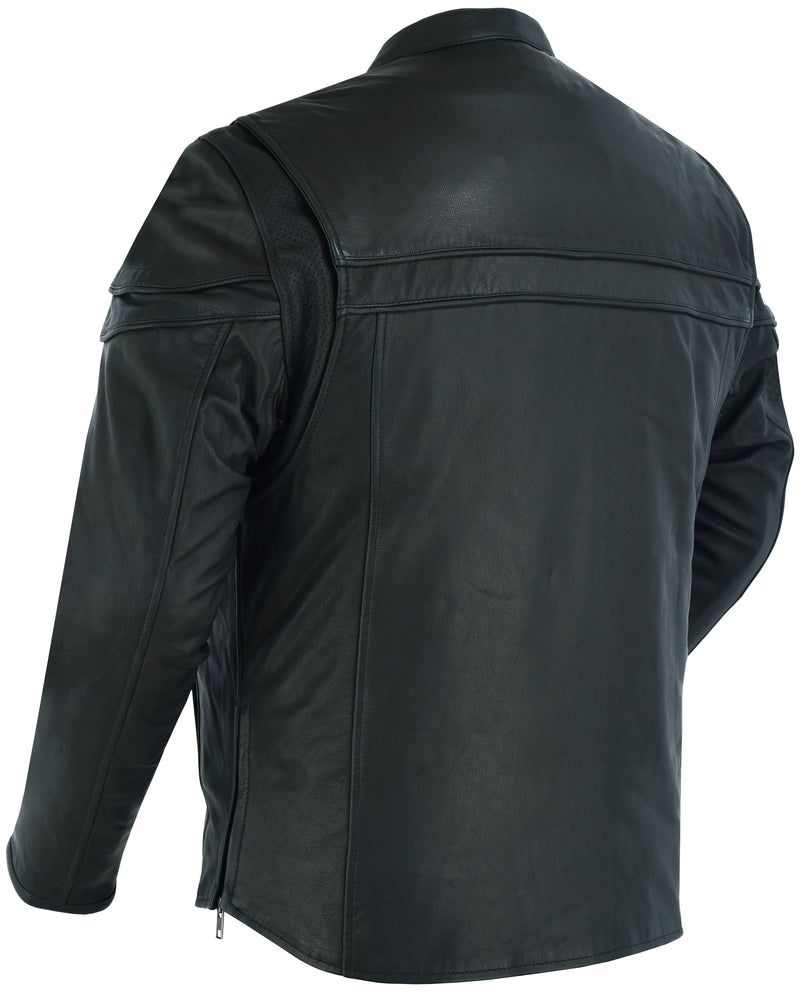 DS768 Men's Sporty Lightweight Leather Cross Over Jacket  Thunderbird Speed Shop