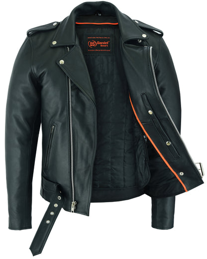 DS712TALL Men's Classic Plain Side Police Style M/C Jacket - TALL  Thunderbird Speed Shop