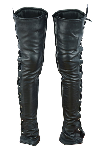 DS422 Women's Black Thigh High Leather Side Lace Leggings  Thunderbird Speed Shop