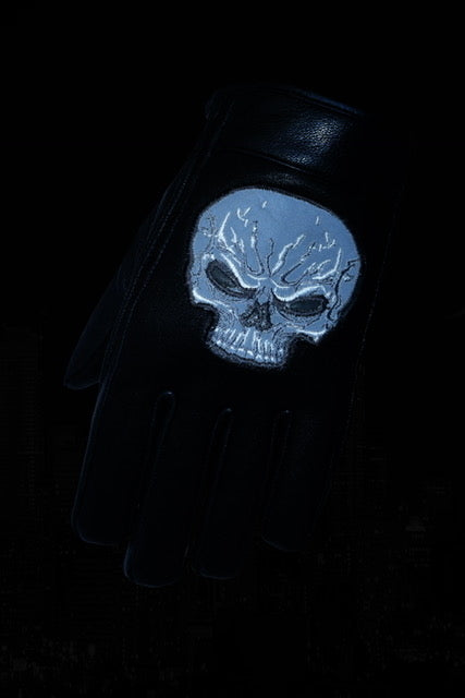 DS47   Reflective Skull Short Glove  Thunderbird Speed Shop