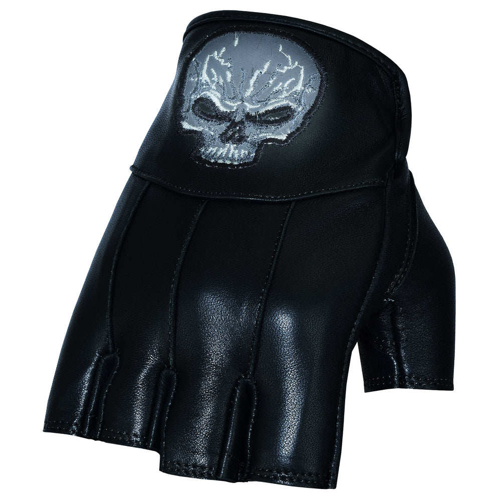 DS98 Reflective Skull Fingerless Glove  Thunderbird Speed Shop