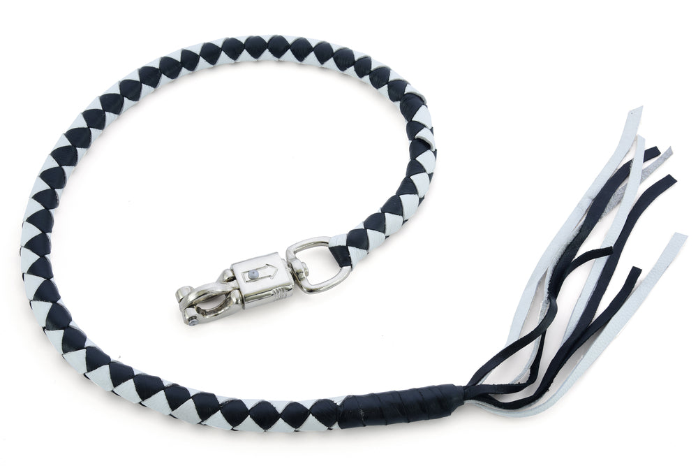 GBW204 Leather Biker Whip-White/Black  Thunderbird Speed Shop