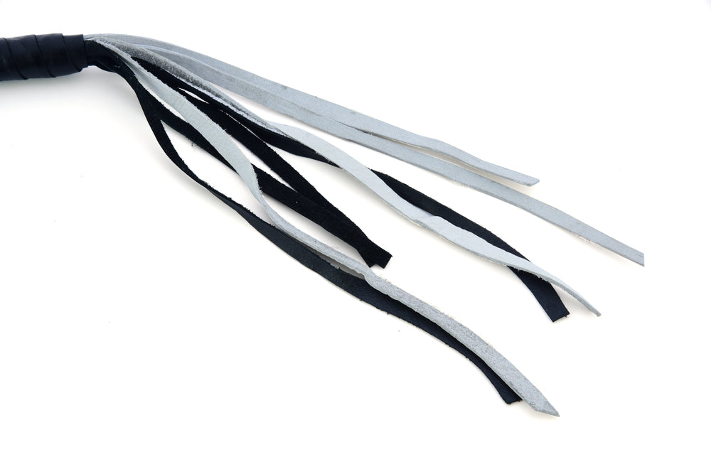 GBW204 Leather Biker Whip-White/Black  Thunderbird Speed Shop