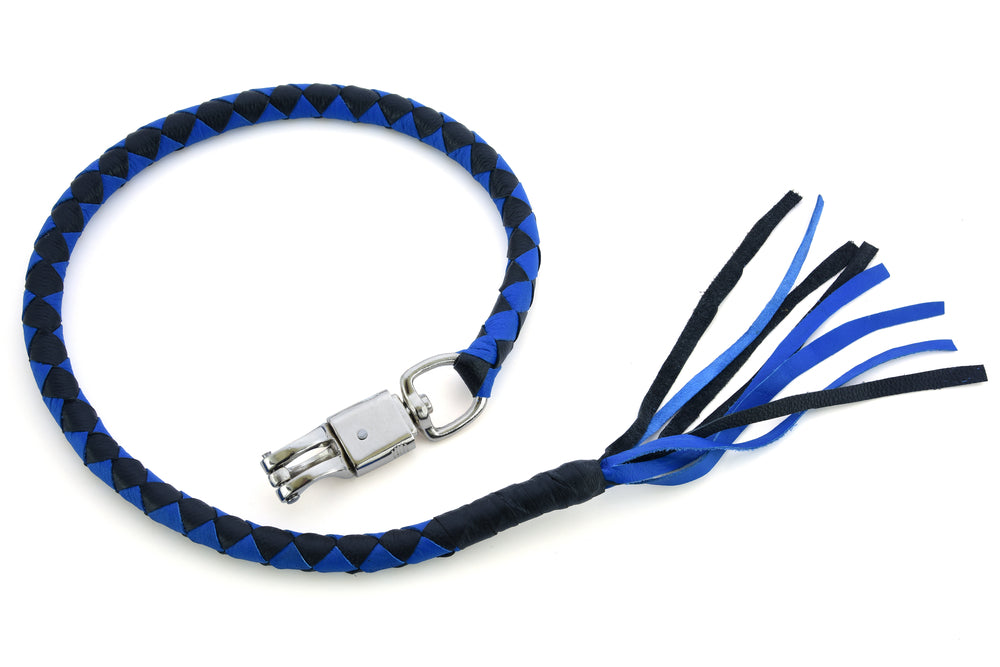 GBW205 Leather Biker Whip-Blue/Black  Thunderbird Speed Shop