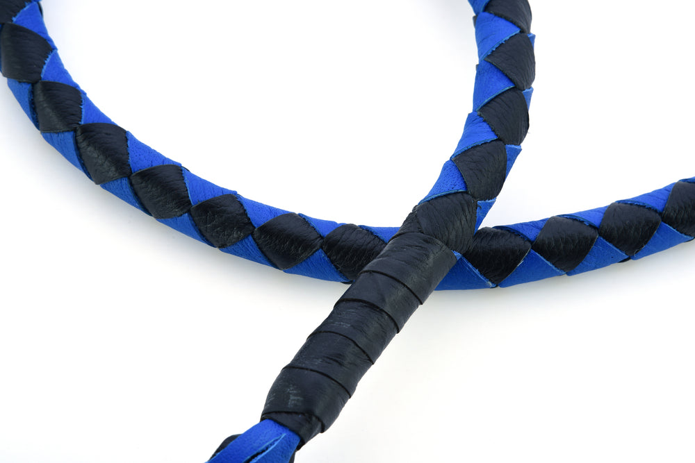 GBW205 Leather Biker Whip-Blue/Black  Thunderbird Speed Shop