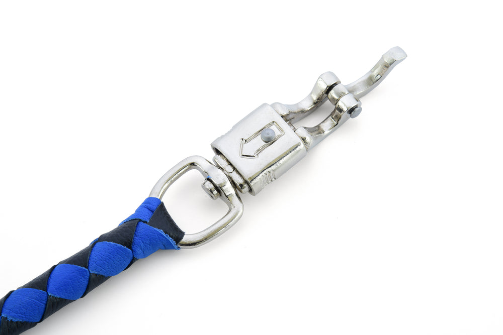 GBW205 Leather Biker Whip-Blue/Black  Thunderbird Speed Shop