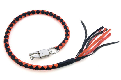 GBW202 Leather Biker Whip-Orange/Black  Thunderbird Speed Shop