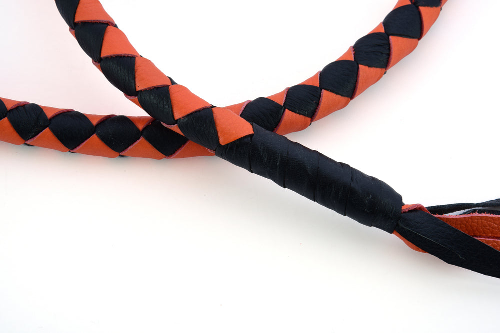 GBW202 Leather Biker Whip-Orange/Black  Thunderbird Speed Shop