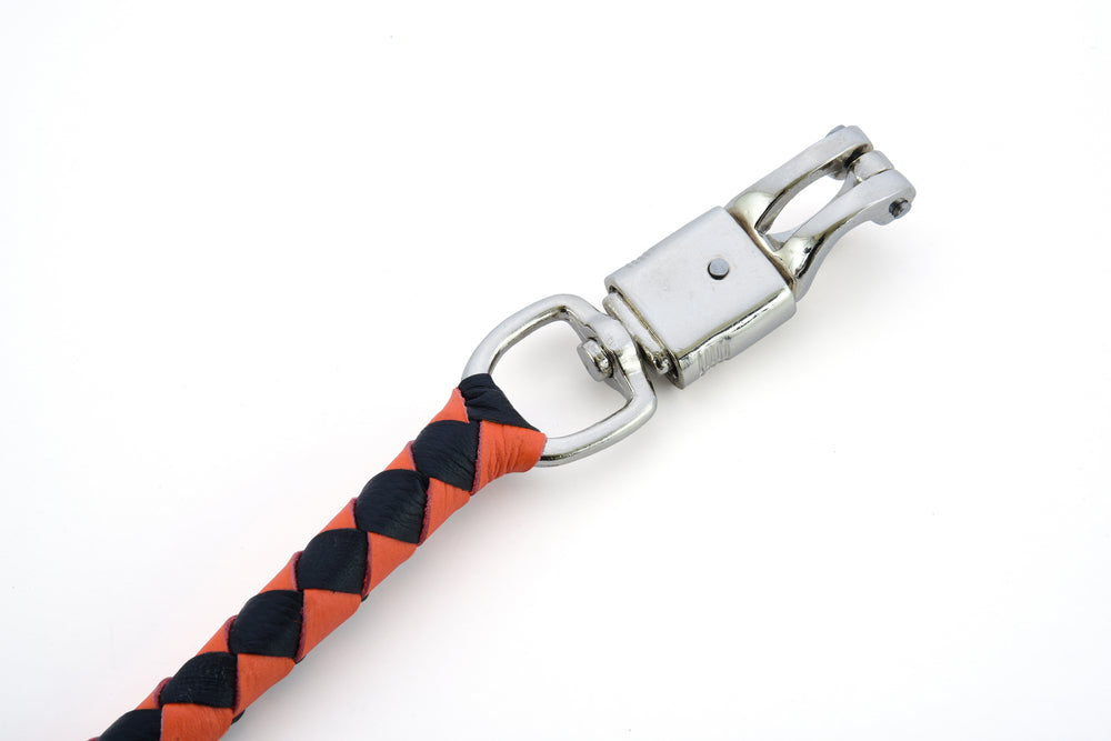 GBW202 Leather Biker Whip-Orange/Black  Thunderbird Speed Shop