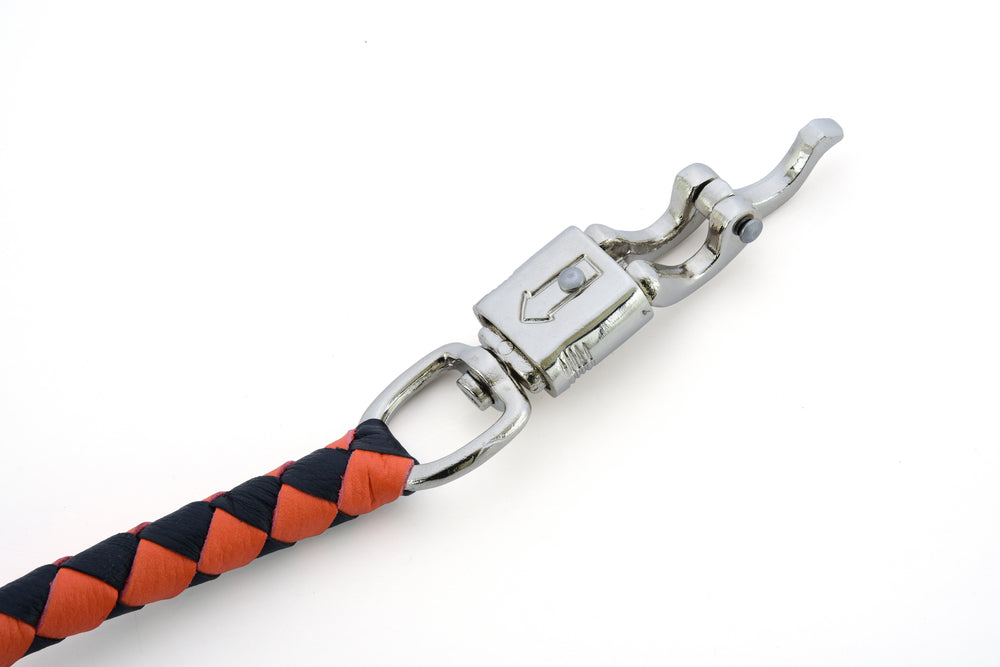 GBW202 Leather Biker Whip-Orange/Black  Thunderbird Speed Shop