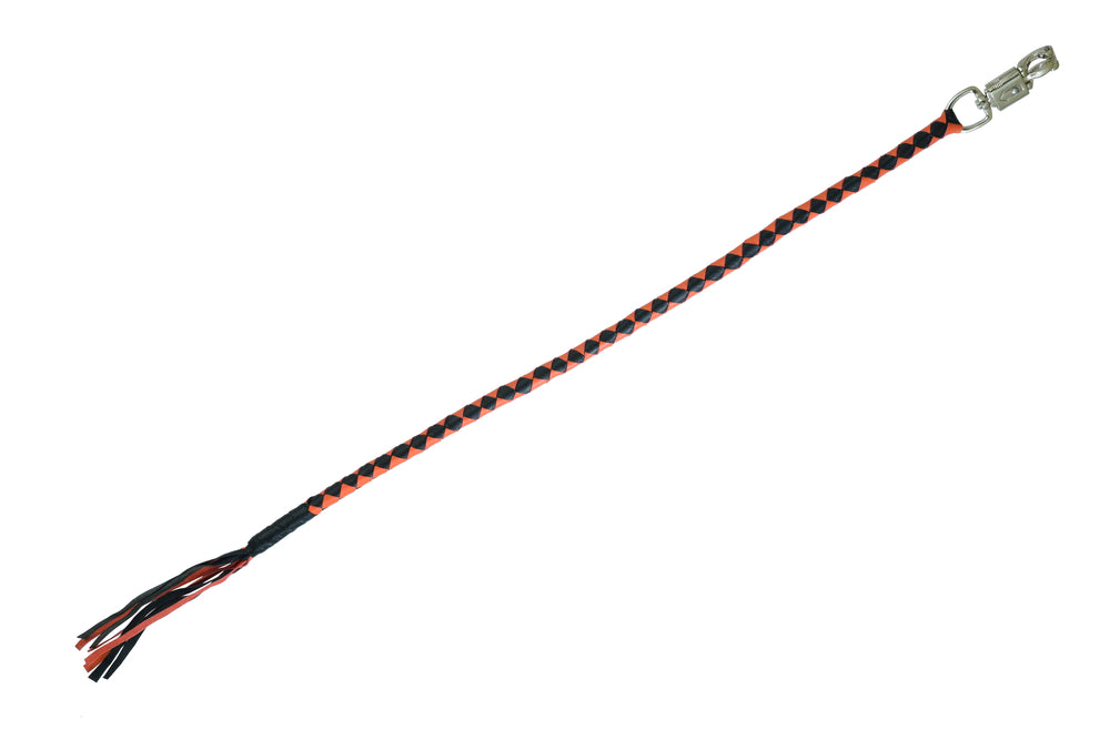 GBW202 Leather Biker Whip-Orange/Black  Thunderbird Speed Shop