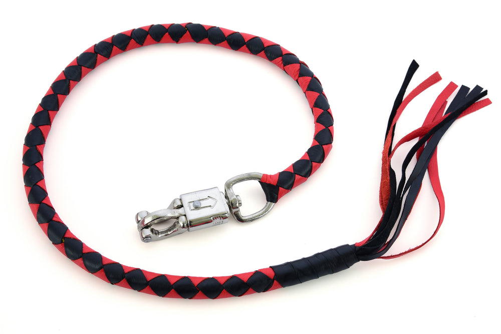 GBW203 Leather Biker Whip-Red/Black  Thunderbird Speed Shop