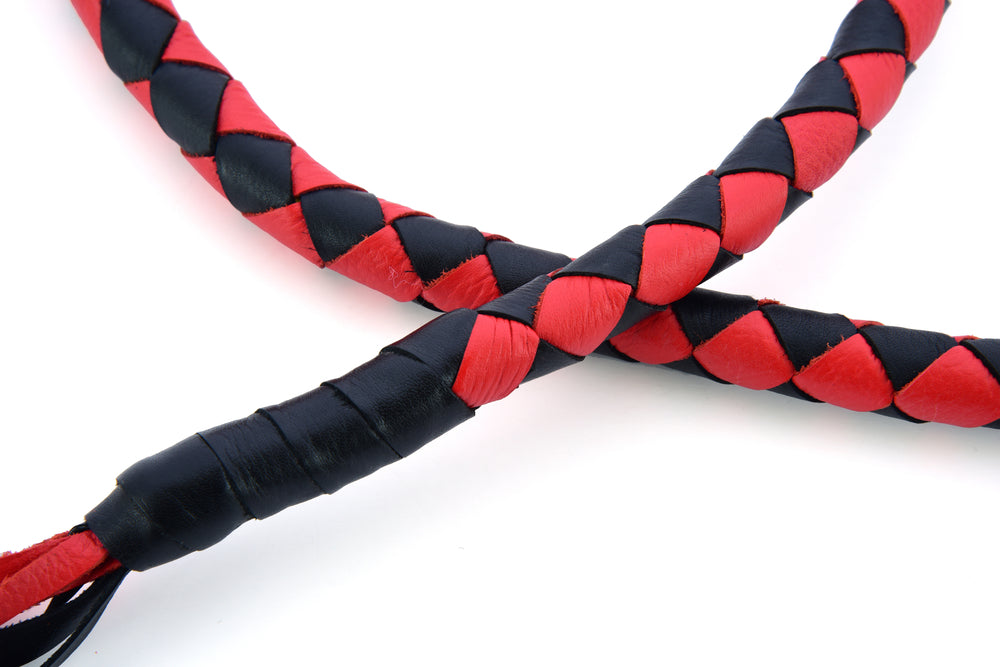 GBW203 Leather Biker Whip-Red/Black  Thunderbird Speed Shop